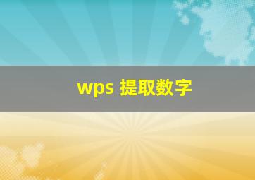 wps 提取数字